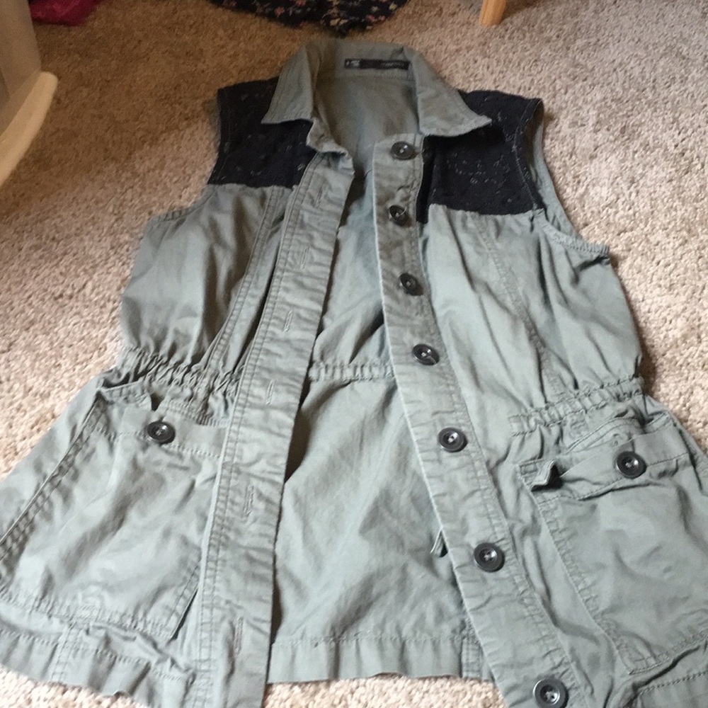 Maurices Olive Green Vest with Black Accents